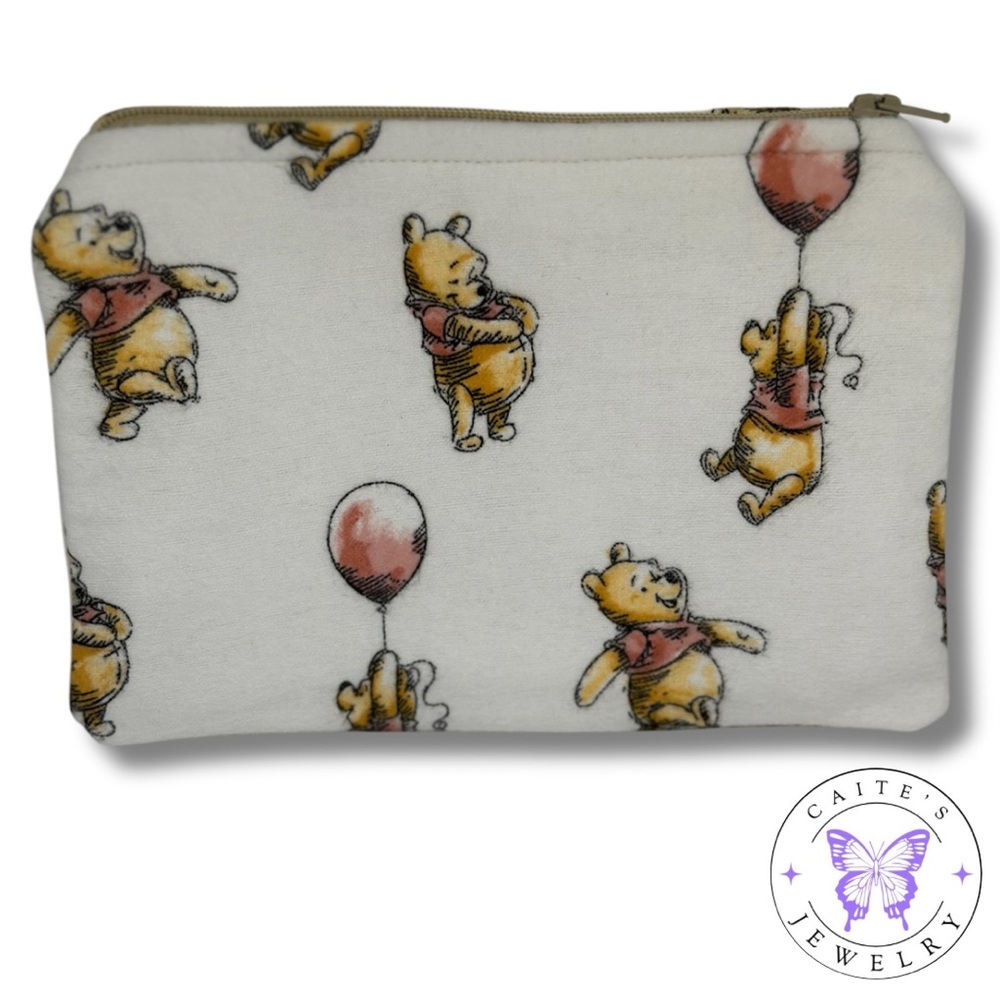 Handmade Zipper Pouch with a Winnie the Pooh Flannel Fabric